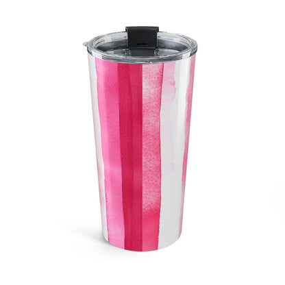 Pink Watercolor Stripe Tumbler 20oz