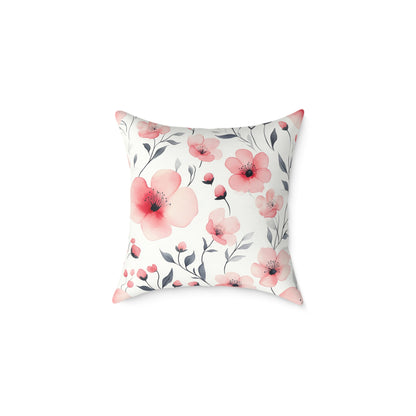 Floral Blossom Square Watercolor Throw Pillow