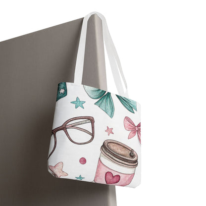 Cute Coffee & Glasses Tote Bag