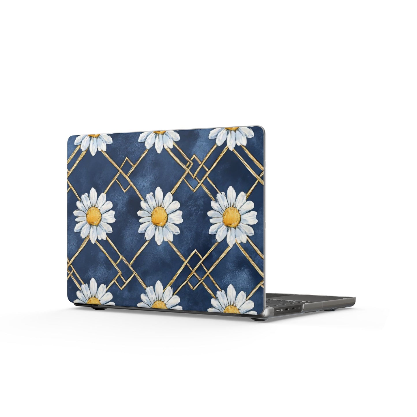Daisy Floral Navy MacBook Laptop Cover - Matte