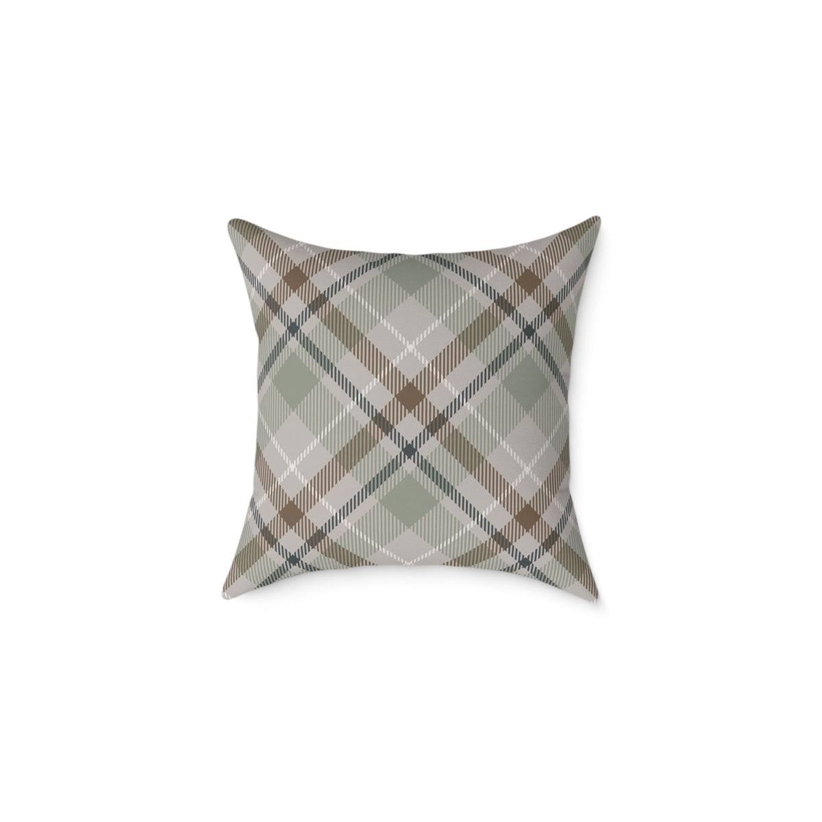 Rustic Green & Taupe Square Throw Pillow