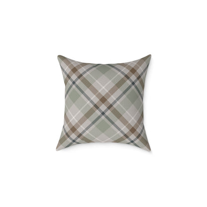 Rustic Green & Taupe Square Throw Pillow
