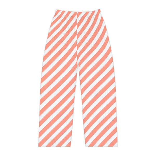 Coral Diagonal Stripe Pajama Pants