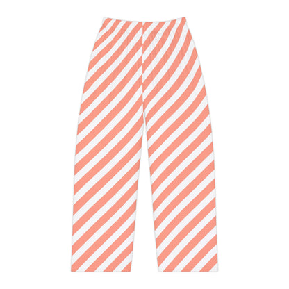 Coral Diagonal Stripe Pajama Pants